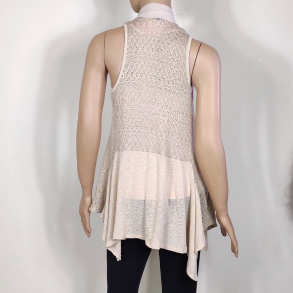 I Jeans by Buffalo Medium Cream waterfall style sheer & knit open Cardigan - Picture 6 of 12